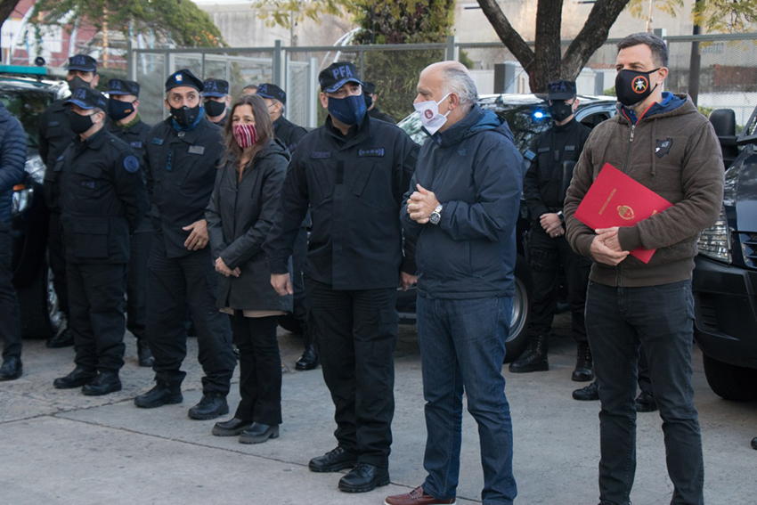 Frederic supervisó Fuerzas federales en Lanús junto con Grindetti y Kravetz