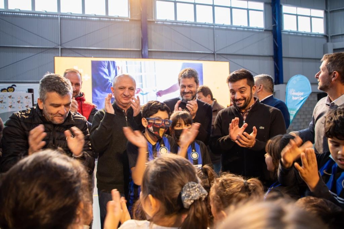 Javier Zanetti, Lammens, Zabaleta y Balladares, en inauguración de gimnasio de la Fundación Pupi