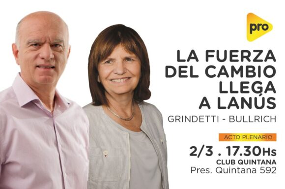 Grindetti lanza con Patricia Bullrich su precandidatura a gobernador