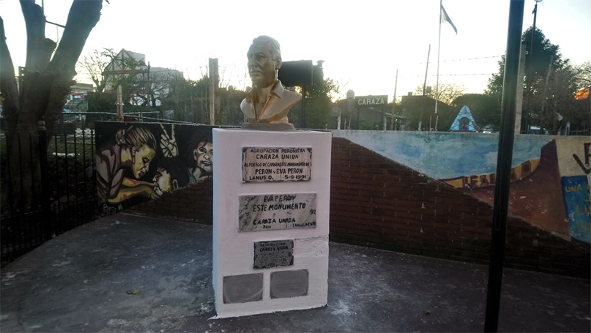 Restituyen el busto de Perón  que había sido vandalizado