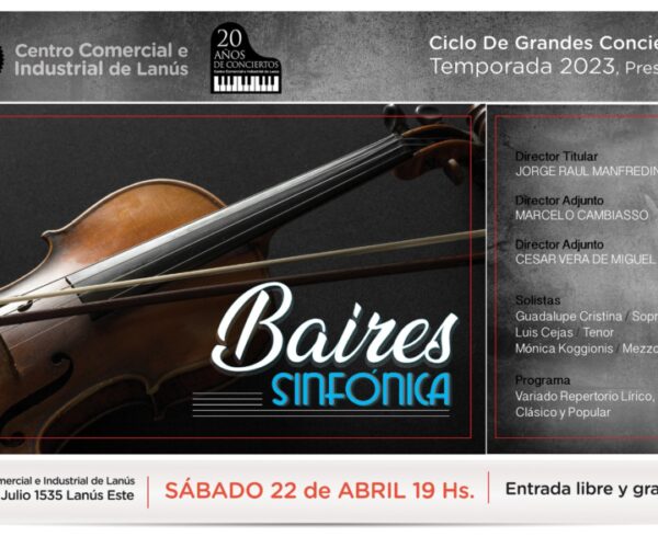 Adelanto: el programa del concierto de Baires Sinfónica en el Centro Comercial de Lanús